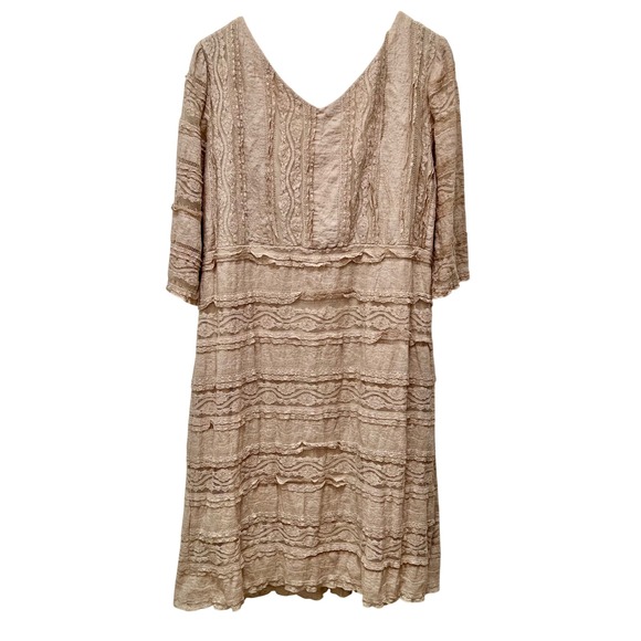 Chris McLaughlin‎ 18W Beige Lace Tiered V Neck Midi Dress 3/4 Sleeve - Picture 6 of 6